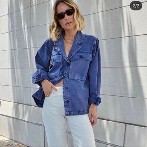 Anine Bing Rory Jacket in Vintage Blue - Small